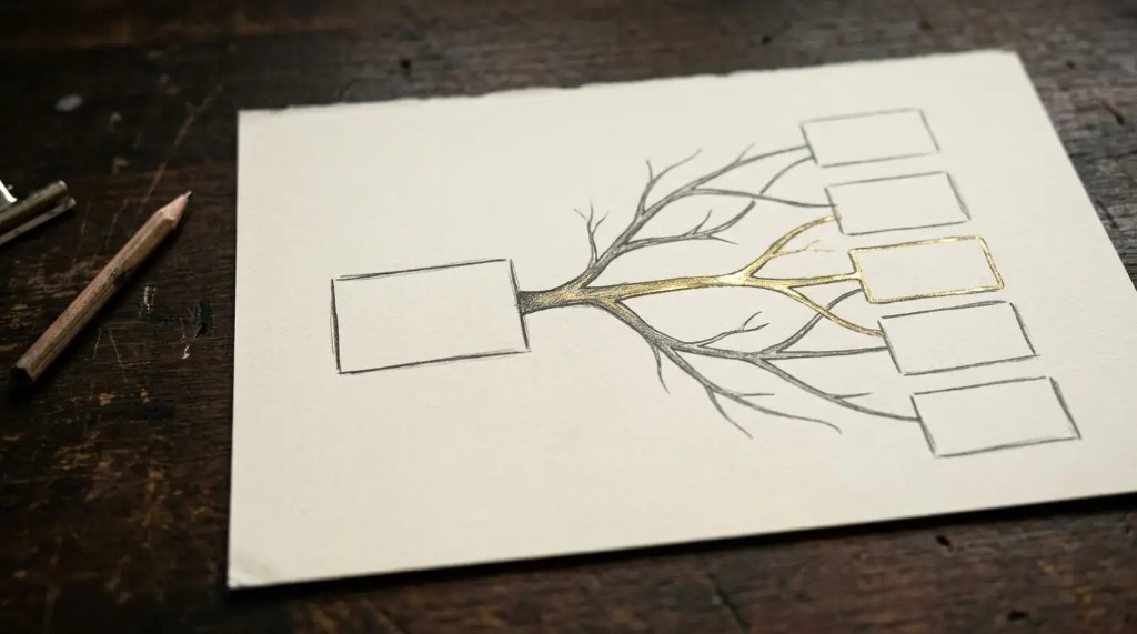 One source piece branching into many channels.