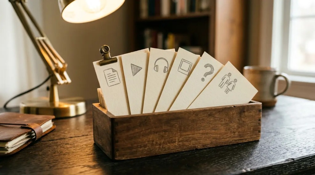 The training format library: procedures, video, podcasts, quizzes.